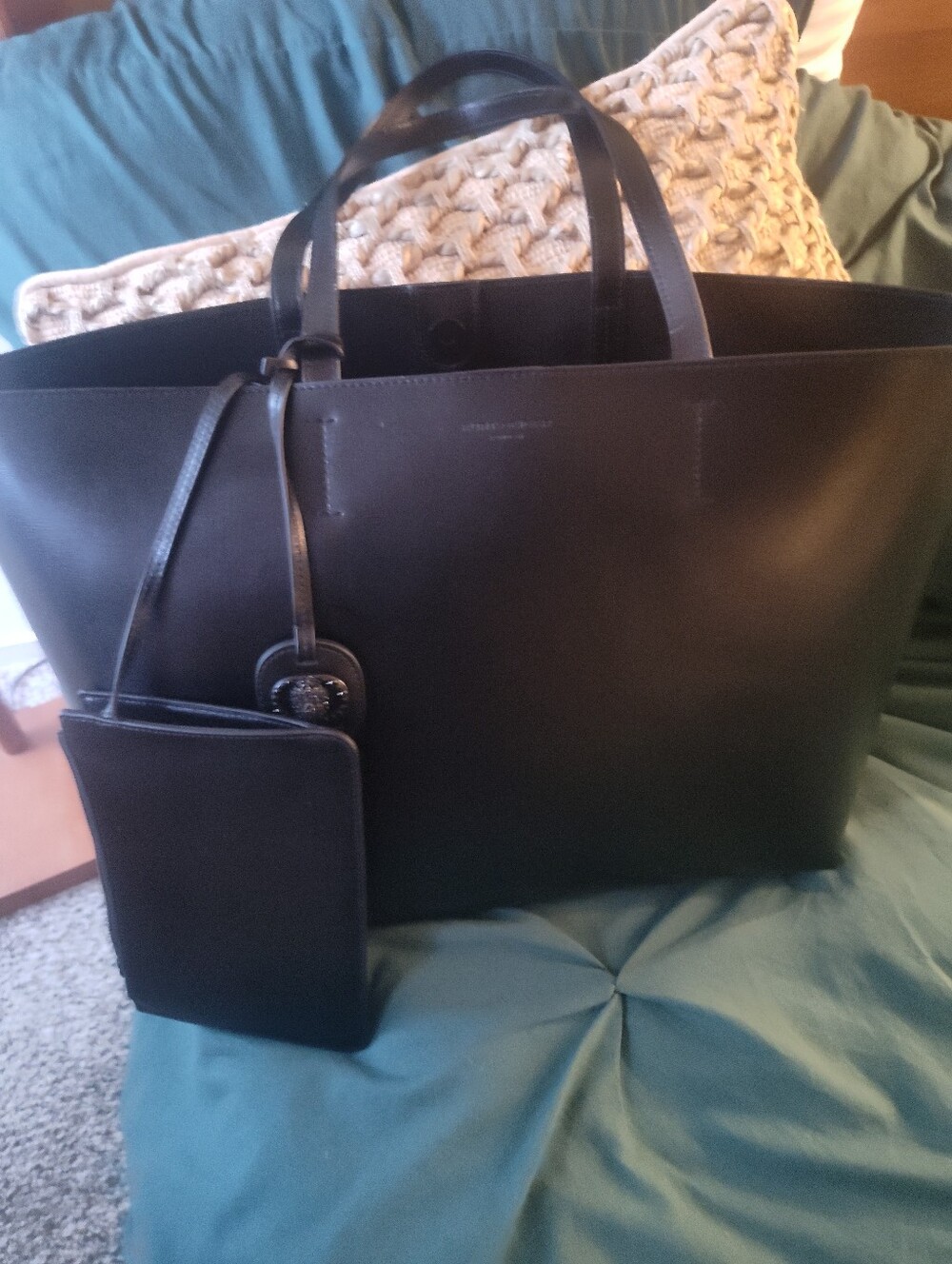 Kurt Geiger Black Leather Tote with Removable Pouch And Kurt Geiger Earrings - Picture 6 of 9